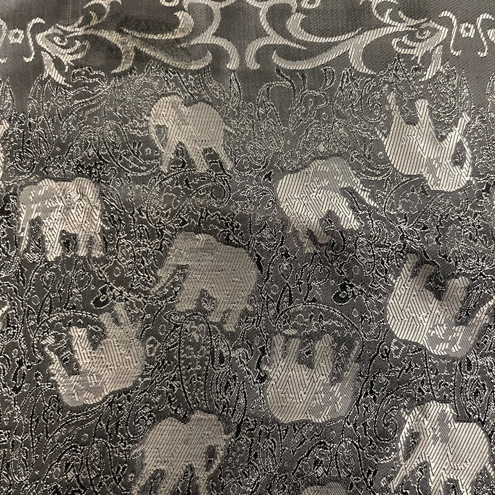 Black/Grey/Silver Fringe Elephant Reversible Silky Scarf Wrap Shawl - Picture 4 of 11